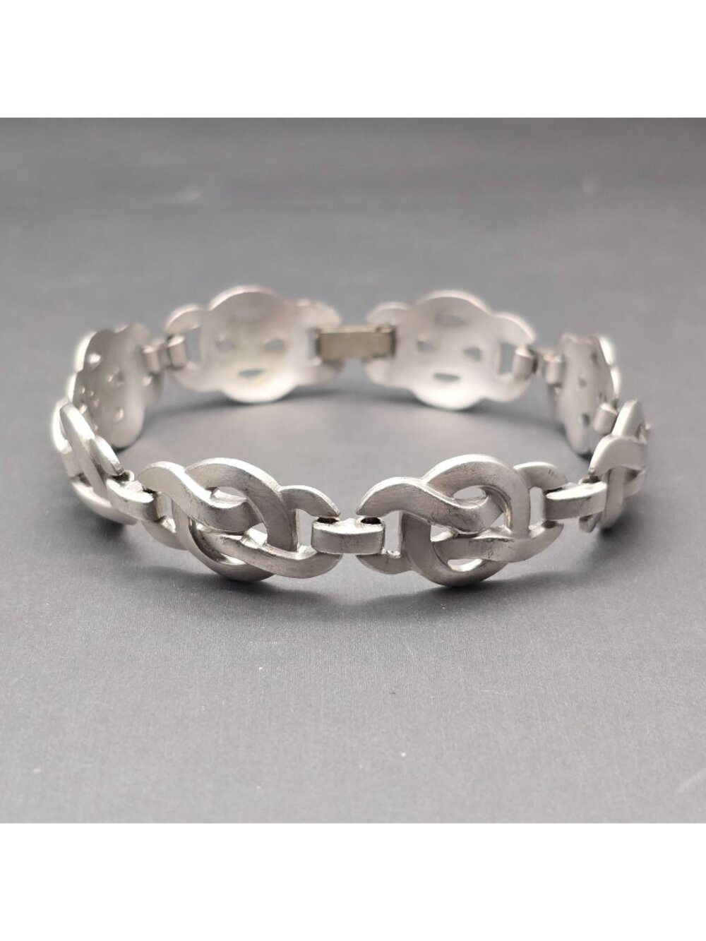 Vintage Pewter Celtic Knot Bracelet 7" Symbolic Heritage Link Medieval Style